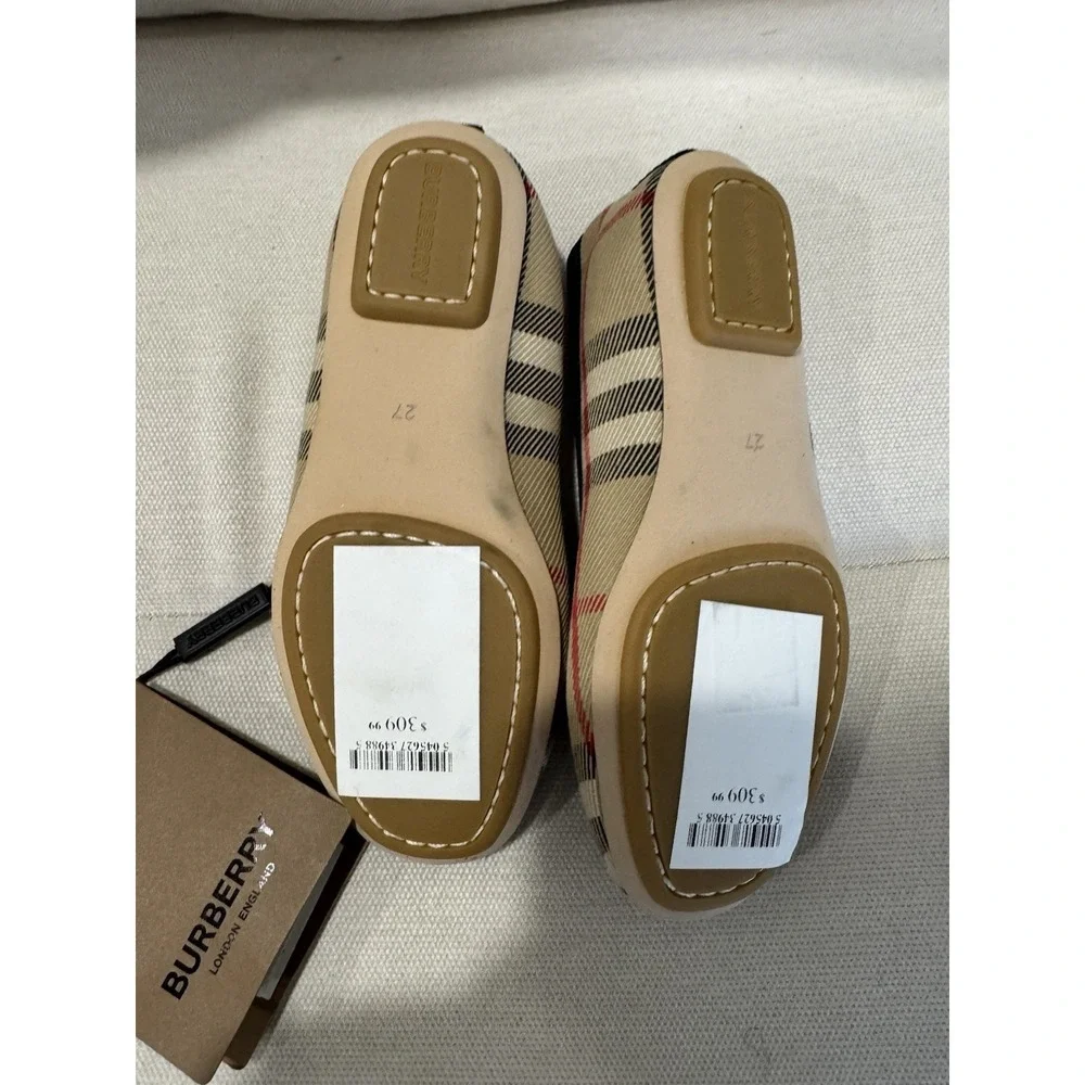 Burberry Girls' Mini Grace Vintage Check Ballet Flats Size‎ 27 US 9.5 NEW